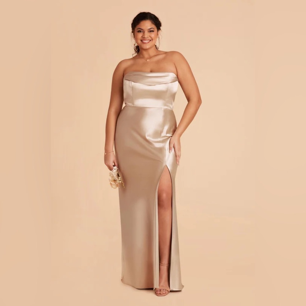 NEW Birdy Grey Mia Convertible Dress Formal Satin Champagne Gold Sixe 3X NWT